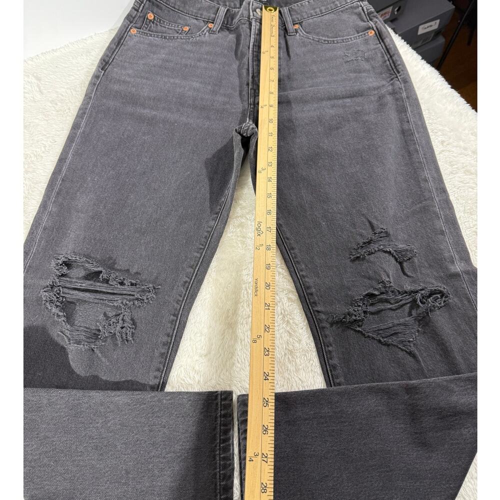 Lucky Brand Loose High Rise Straight Distressed Black Size 6/28 Womens